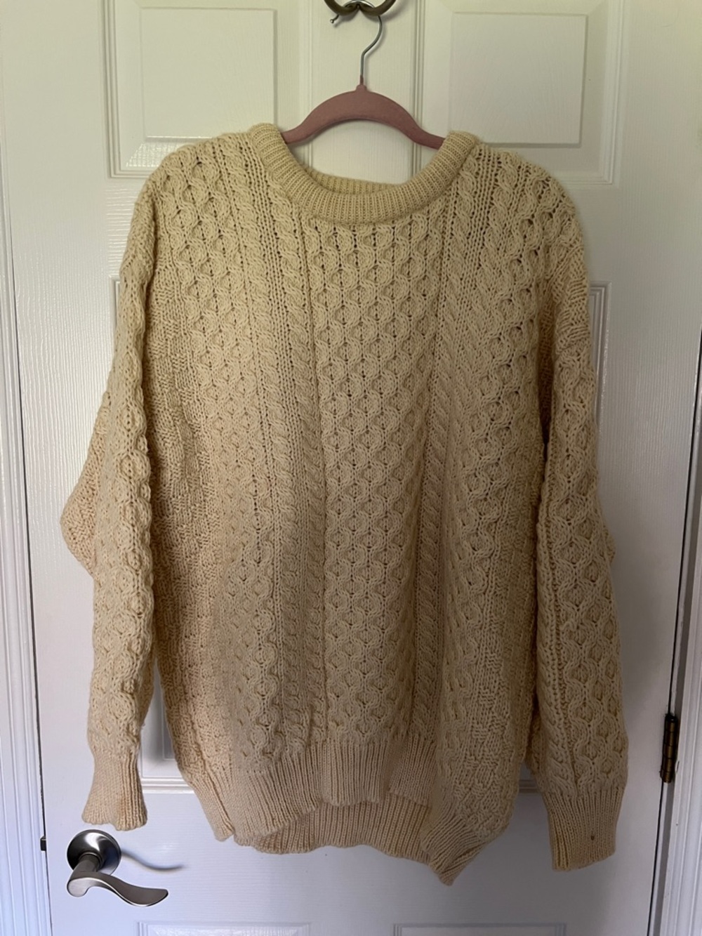 Aran Crafts Cream Cable Knit Wool Sweater